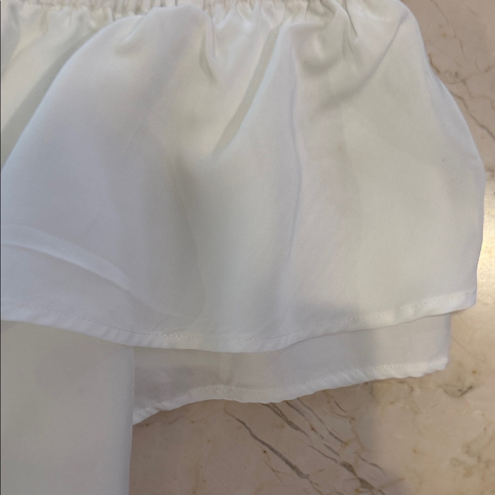 Halston Heritage Ruffled Off-Shoulder White Tube Top - Picture 11 of 11